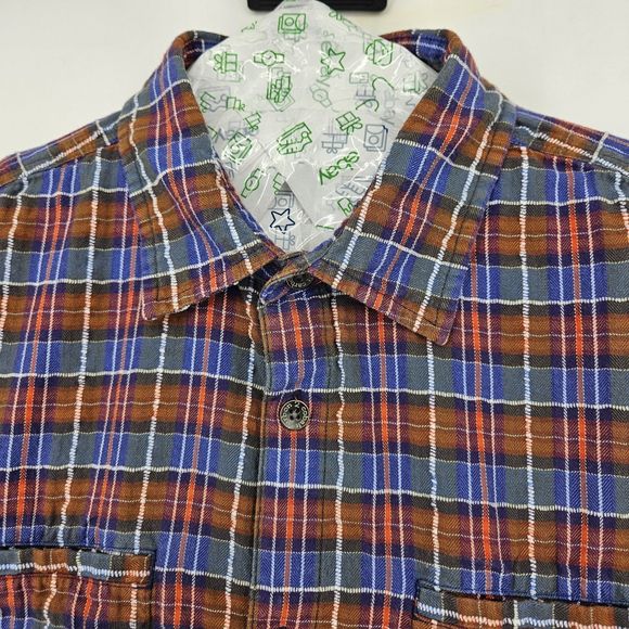Carbon 2 Cobalt Shirt Mens Medium Button Up Short Sleeve Preppy Plaid Blue Red - Picture 4 of 10